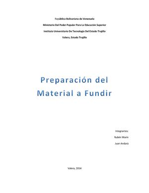Preparacion del material a fundir
