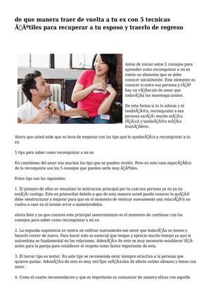 de que manera traer de vuelta a tu ex con 5 tecnicas útiles para recuperar a tu esposo y traerlo de regreso