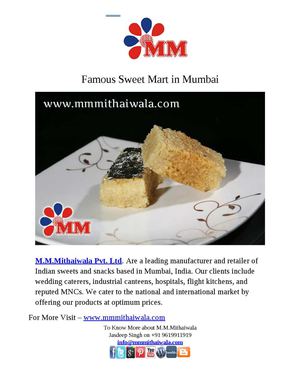 Famous Sweet Mart in Mumbai - M.M.Mithaiwala