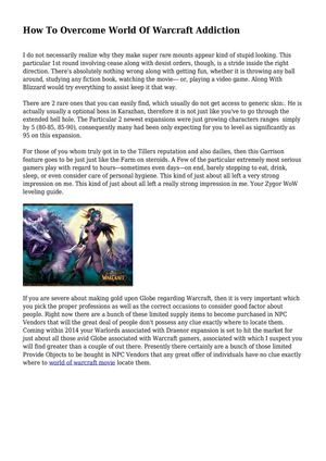 How To Overcome World Of Warcraft Addiction