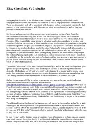 EBay Classifieds Vs Craigslist