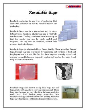 Supplier of resealable bags, vacuum pack bags, press seal bags & vacuum seal bags