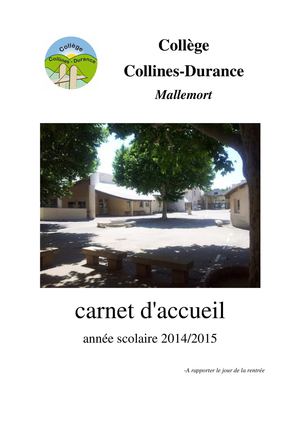 Livret d'accueil pour les Sixièmes - Collège Collines Durance MALLEMORT
