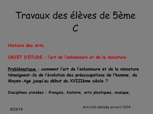 BROCHURE ENLUMINURES-travaux des élèves de 5ème C