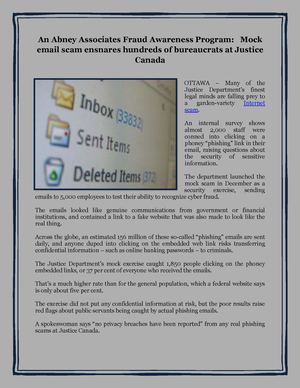 An Abney Associates Fraud Awareness Program: Mock email scam ensnares hundreds of bureaucrats