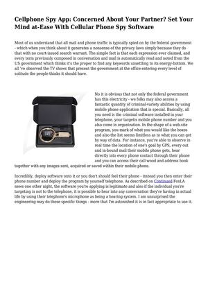Cellphone Spy App: Concerned About Your Partner? Set Your Mind at-Ease With Cellular Phone Spy Software