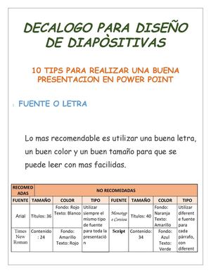 DECÁLOGO PARA DISEÑO DE DIAPOSITIVAS