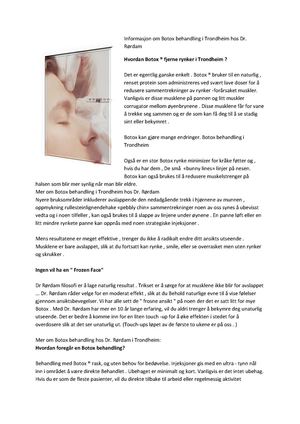 Botox mot svette | Botox Trondheim - Rynker | Kosmetisk Behandling