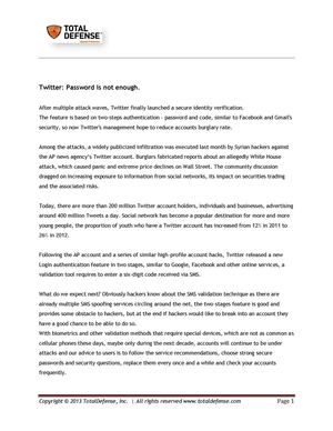 Secure Identity Verification for Twitter account – TotalDefense Blog