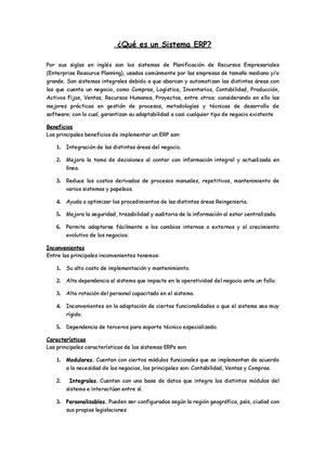 Implementación de Sistemas ERP