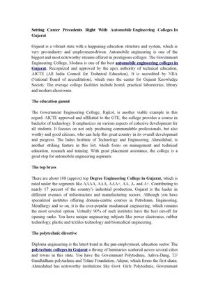Setting Career Precedents Right With Automobile Engineering Colleges In Gujarat