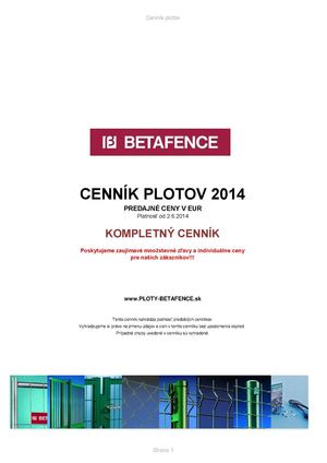 Cenník Betafence 2014