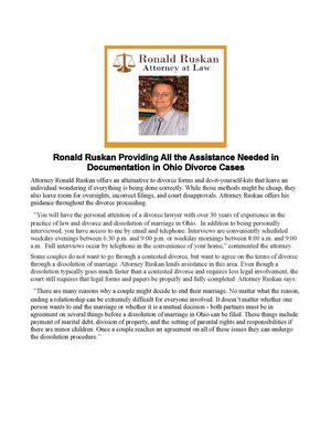 Ronald Ruskan Providing All the Assistance Needed in Documentation in Ohio Divorce Cases