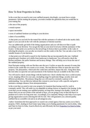 How To Rent Properties In Doha