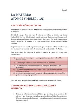 LA MATERIA: átomos y moléculas