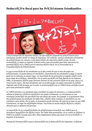 Deducción fiscal para los Préstamos Estudiantiles
