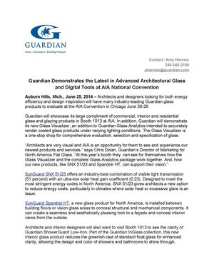 Guardian Demonstrates the Latest in Advanced Architectural Glass and Digital Tools at AIA National Convention
