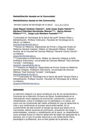 Rehabilitación basada en la comunidad