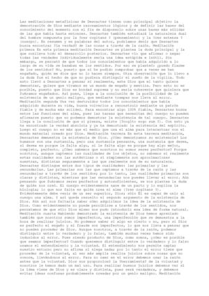 Resumen de las Meditaciones Metafísicas de Descartes