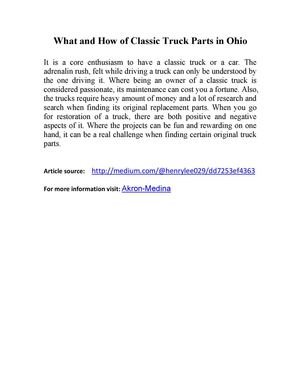 What and How of Classic Truck Parts in Ohio