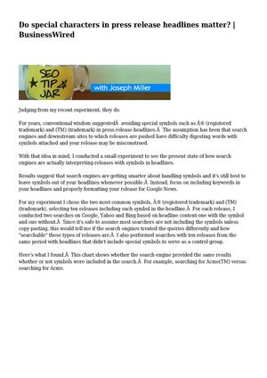 Do special characters in press release headlines matter? | BusinessWired