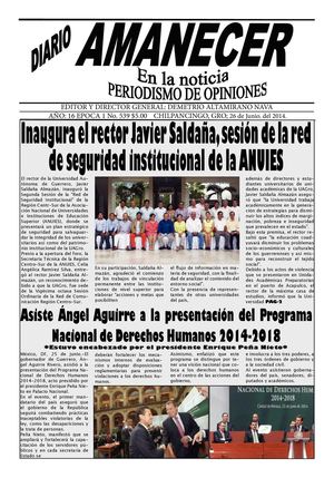 Periodico Amanecer en la Noticia 26 de junio del 2014