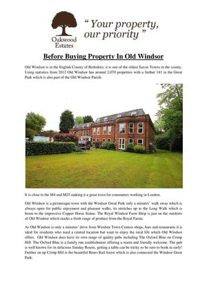 Properties for Sale in Old Windsor