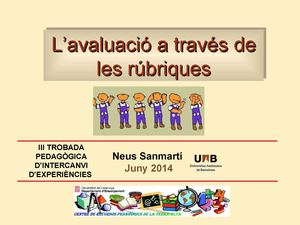 Conferència: L'avaluació a través de les rúbriques. Neus Sanmartí