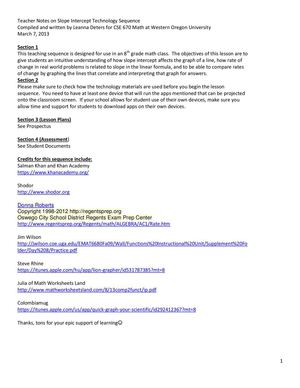 Slope Intercept Math Lesson Sequence