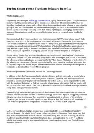 TopSpy Smart phone Tracking Software Benefits