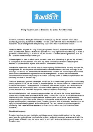 Using Travelerrr.com to Break into the Online Travel Business