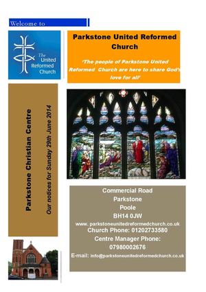 Parkstone URC Notices 29th June