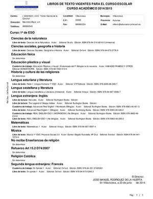 Libros de texto 2014/2015 IES Víctor García de la Concha