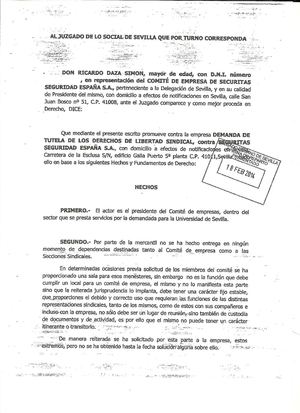 CSI-F Sevilla. Demanda de tutela de derechos de libertad sindical