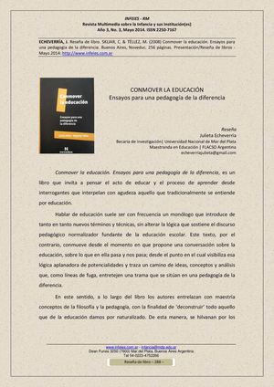 - Echeverría - Reseña de Conmover la Educación - INFEIES 2014