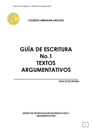 GUÍA DE ESCRITURA No.1 SOBRE TEXTOS ARGUMENTATIVOS