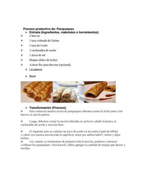 Proceso Productivo de Panqueques