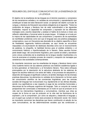 Resumen del enfoque comunicativo de la enseñanza de la lengua