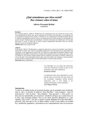 ¿Que Entendemos por Ética Social?