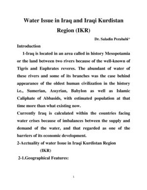 Water Issue in Iraq and Iraqi Kurdistan Region (IKR)