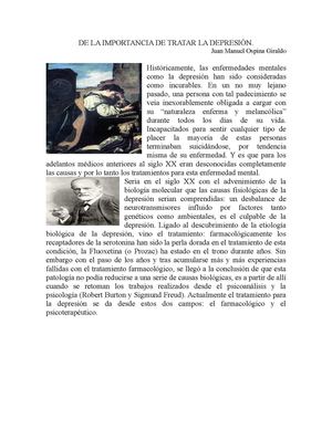 IMPORTANCIA DE TRATAR LA DEPRESIÓN 