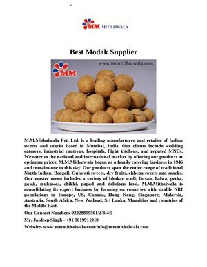 Best Modak Supplier-MM Mithaiwala