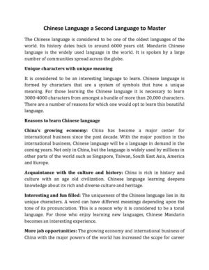 Chinese Language a Second Language to Master