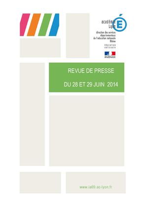 revue de presse des 28 et 29 juin 2014