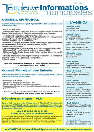 Informations municipales de Templeuve - N°9-2014 