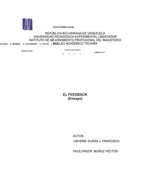 el feedback como herramienta del docente  (ensayo)