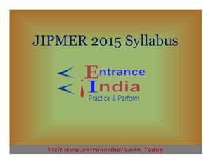 JIPMER Syllabus by Entranceindia