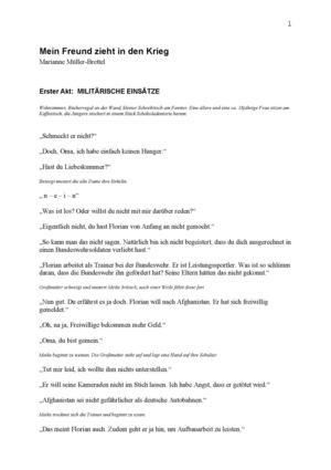 Erste Leseprobe aus dem Buch Mein Freund zieht in den Krieg