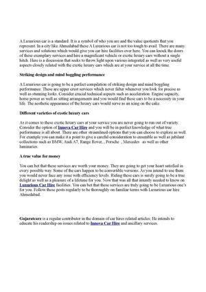 Luxurious Car Hire Ahmedabad- Exotic Luxury Cars At Your Service