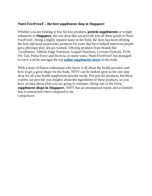  Nutri-ForeFronT – the best supplement shop in Singapore 